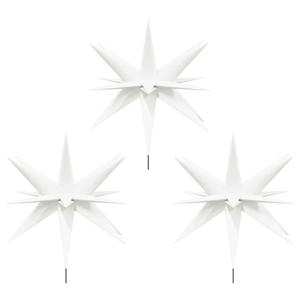 Stjärnor med spett LED 3 st vikbar vit 35 cm