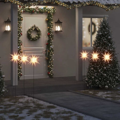 Stjärnor med spett LED 3 st vikbar vit 35 cm