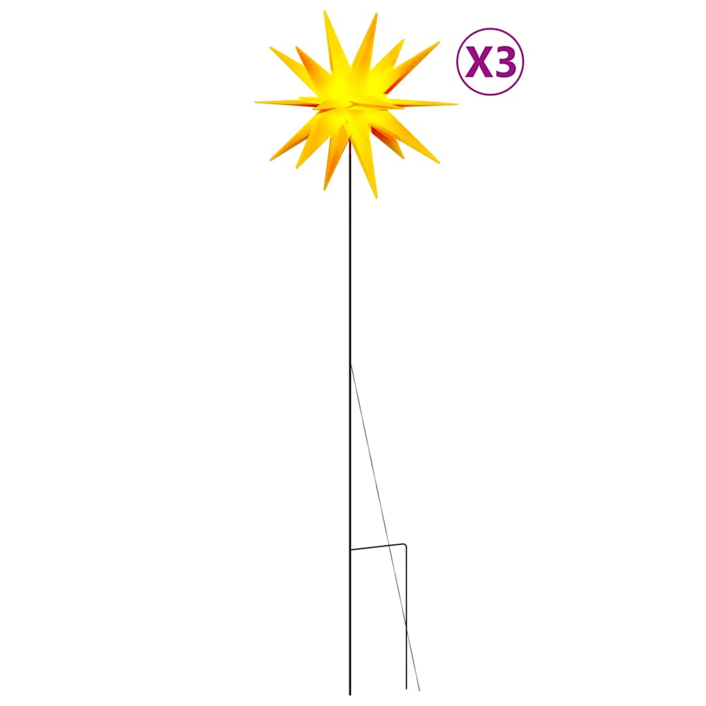 Stjärnor med spett LED 3 st vikbar gul 35 cm