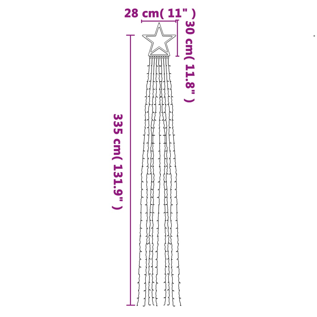 Julgransbelysning 320 LED färgglad 375 cm