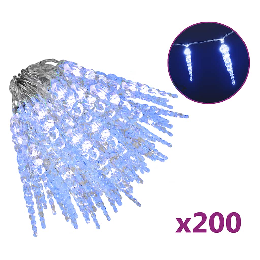 Julbelysning 200 LEDs blå 20 m akryl PVC
