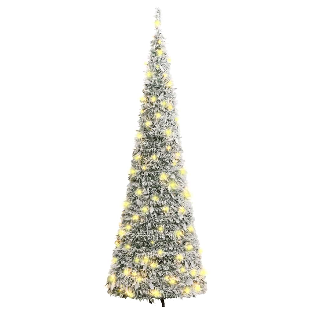Plastgran pop-up med snö 150 LED 180 cm