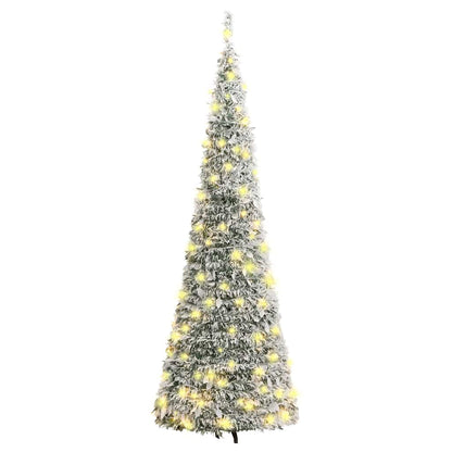 Plastgran pop-up med snö 200 LED 210 cm