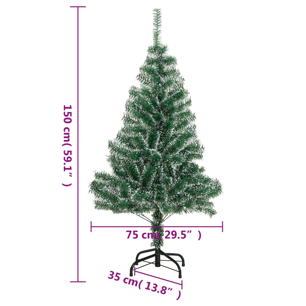 Plastgran med snö grön 150 cm