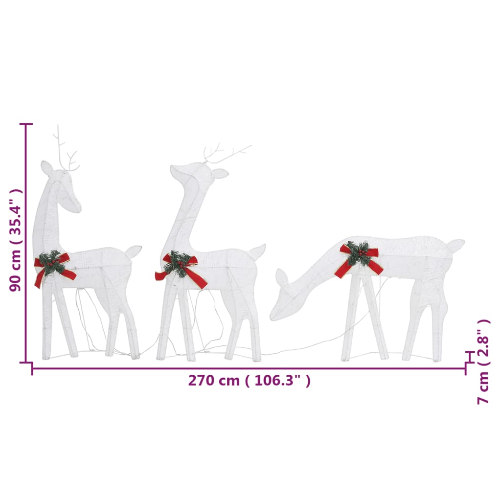 6 st kallvitt lysande Julrenar i mesh 90 cm