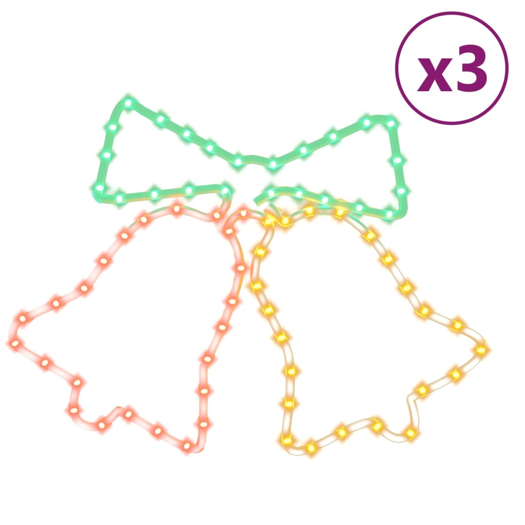 Juldekoration klock-figurer 3 st med 72 LEDs 50x56 cm