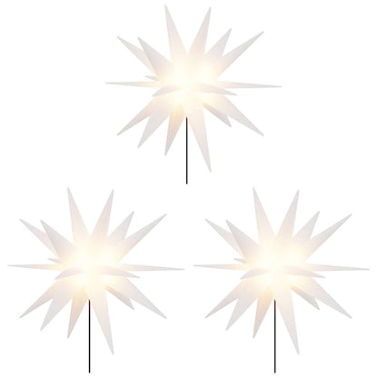 Stjärnor med spett LED 3 st vikbar vit 57 cm