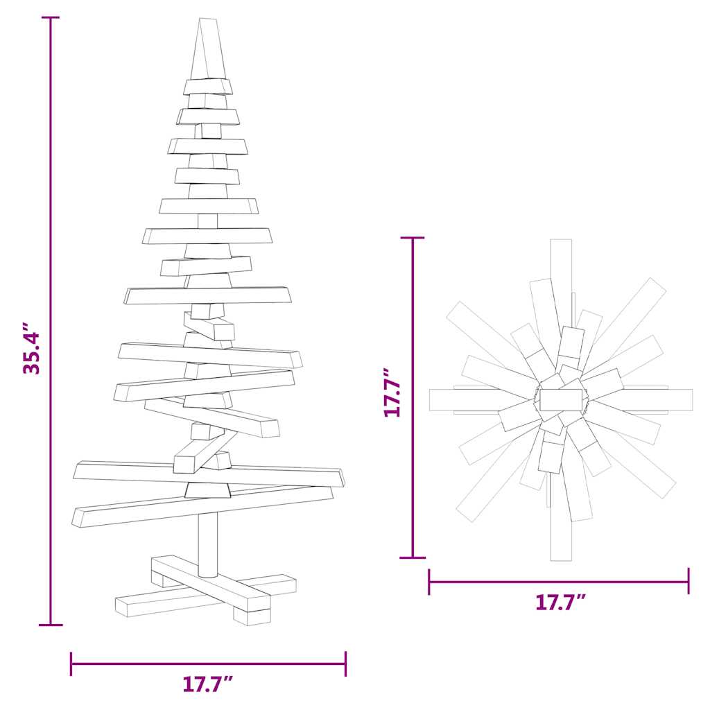 Julgran i trä 90 cm massiv furu
