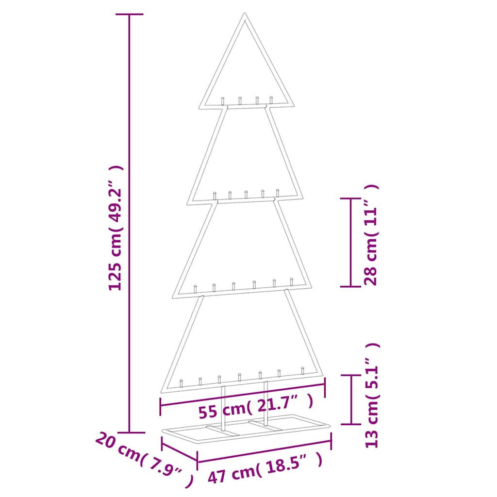 Julgran i metall svart 125 cm