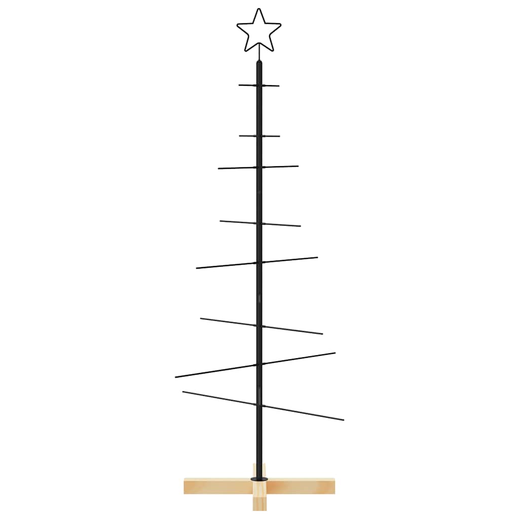 Julgran i metall med träbas svart 120 cm