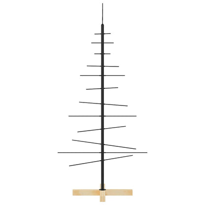 Julgran i metall med träbas svart 120 cm