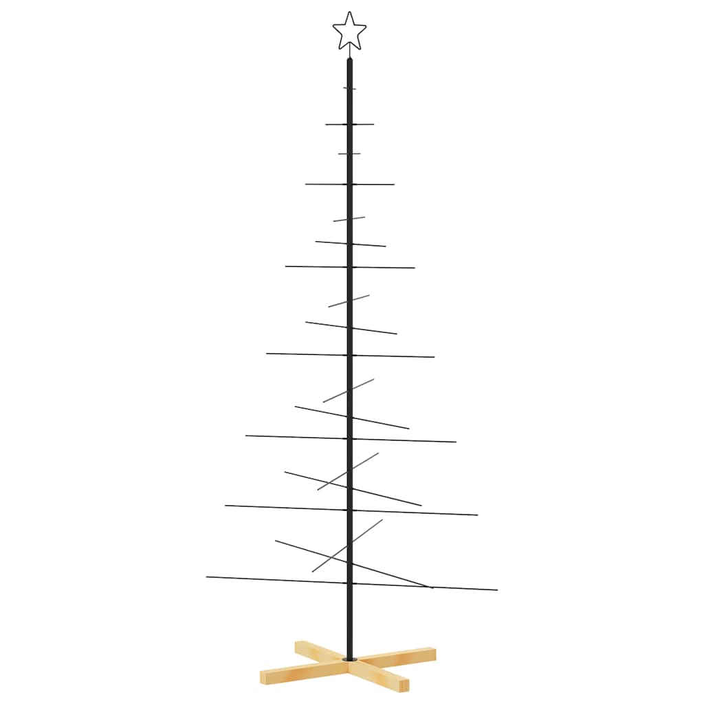Julgran i metall med träfot svart 180 cm