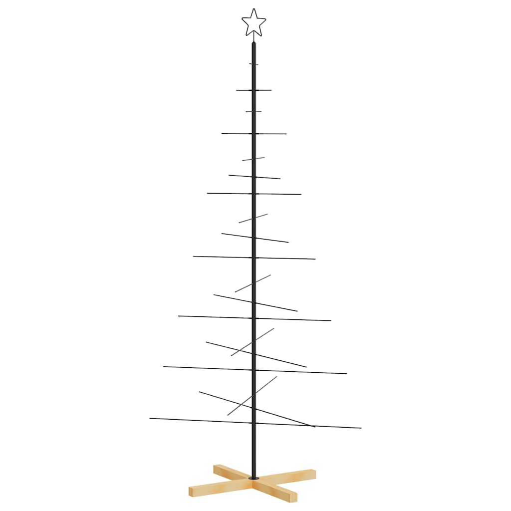 Julgran i metall med träfot svart 180 cm