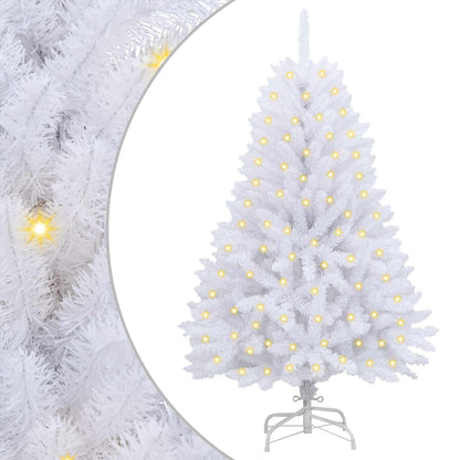 Konstgjord julgran 150 LED-lampor PVC och stål Vit