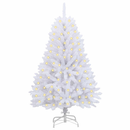 Konstgjord julgran 150 LED-lampor PVC och stål Vit
