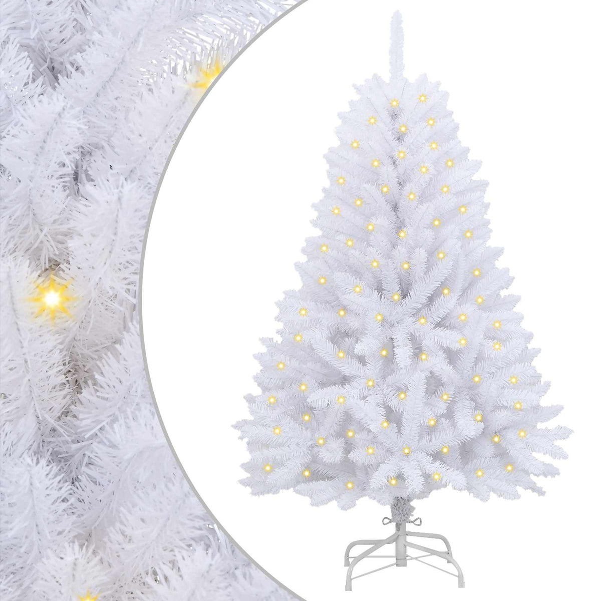 Konstgjord julgran 150 LED-lampor PVC och stål Vit