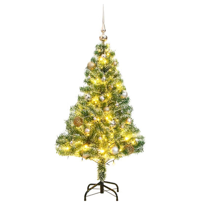 Plastgran 150 LEDs&kulor&snö 150 cm