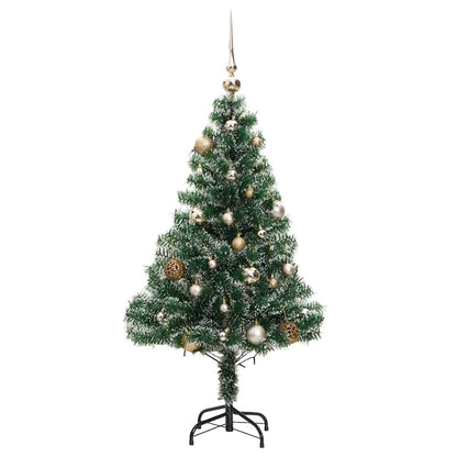 Plastgran 150 LEDs&kulor&snö 150 cm