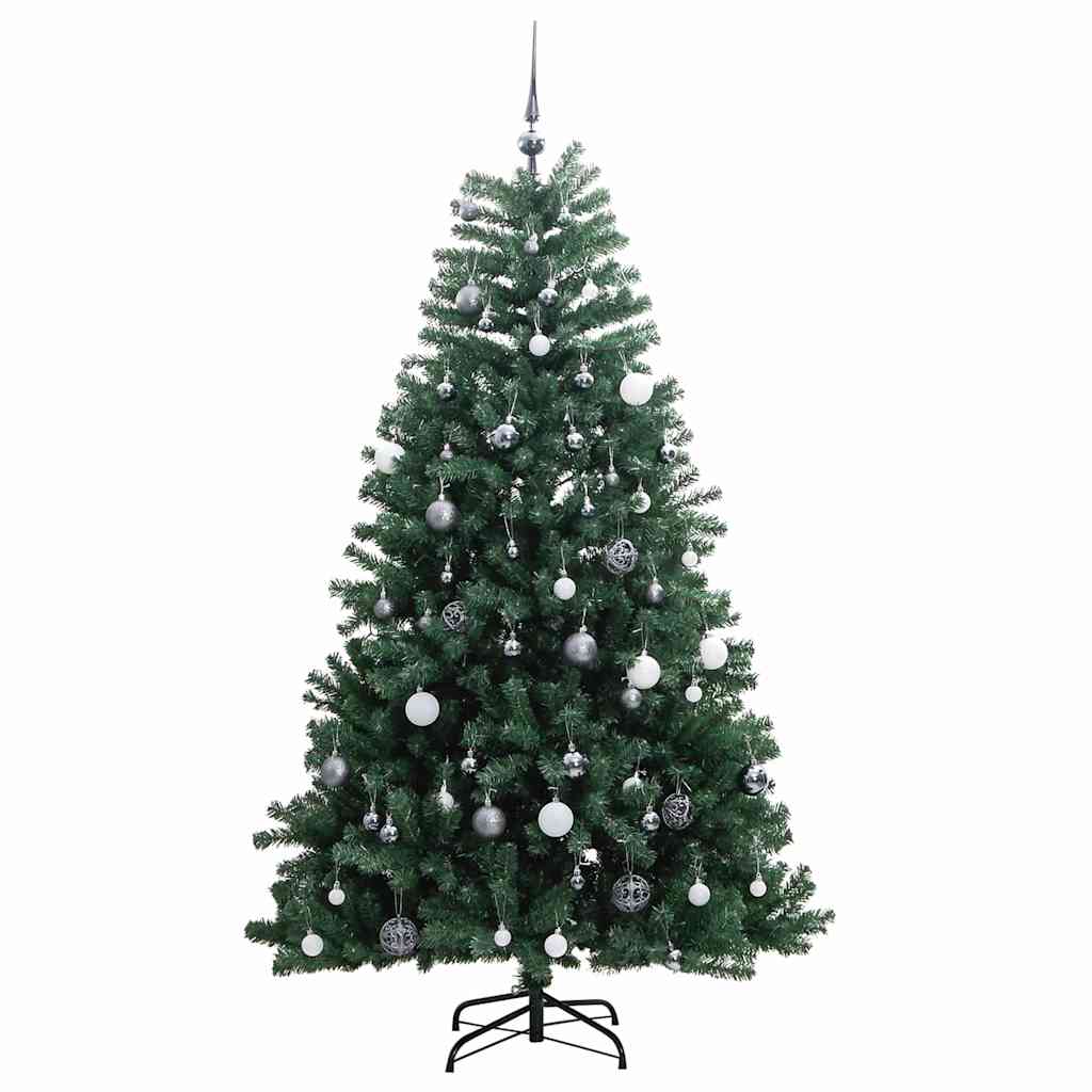 Plastgran med gångjärn 300 LEDs & kulor 210 cm