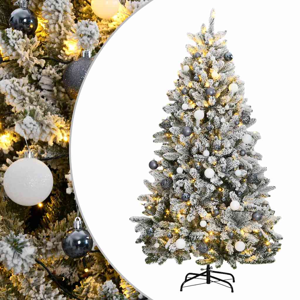 Plastgran med gångjärn 300 LEDs & kulor 180 cm