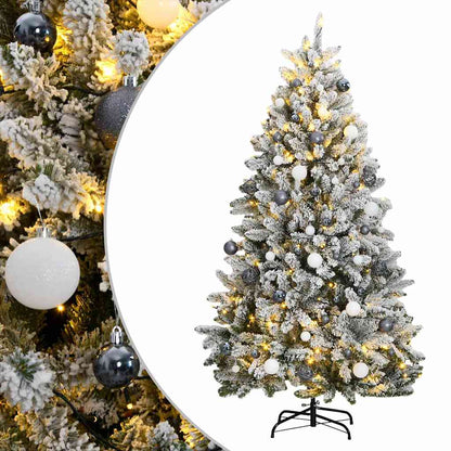 Plastgran med gångjärn 300 LEDs & kulor 180 cm