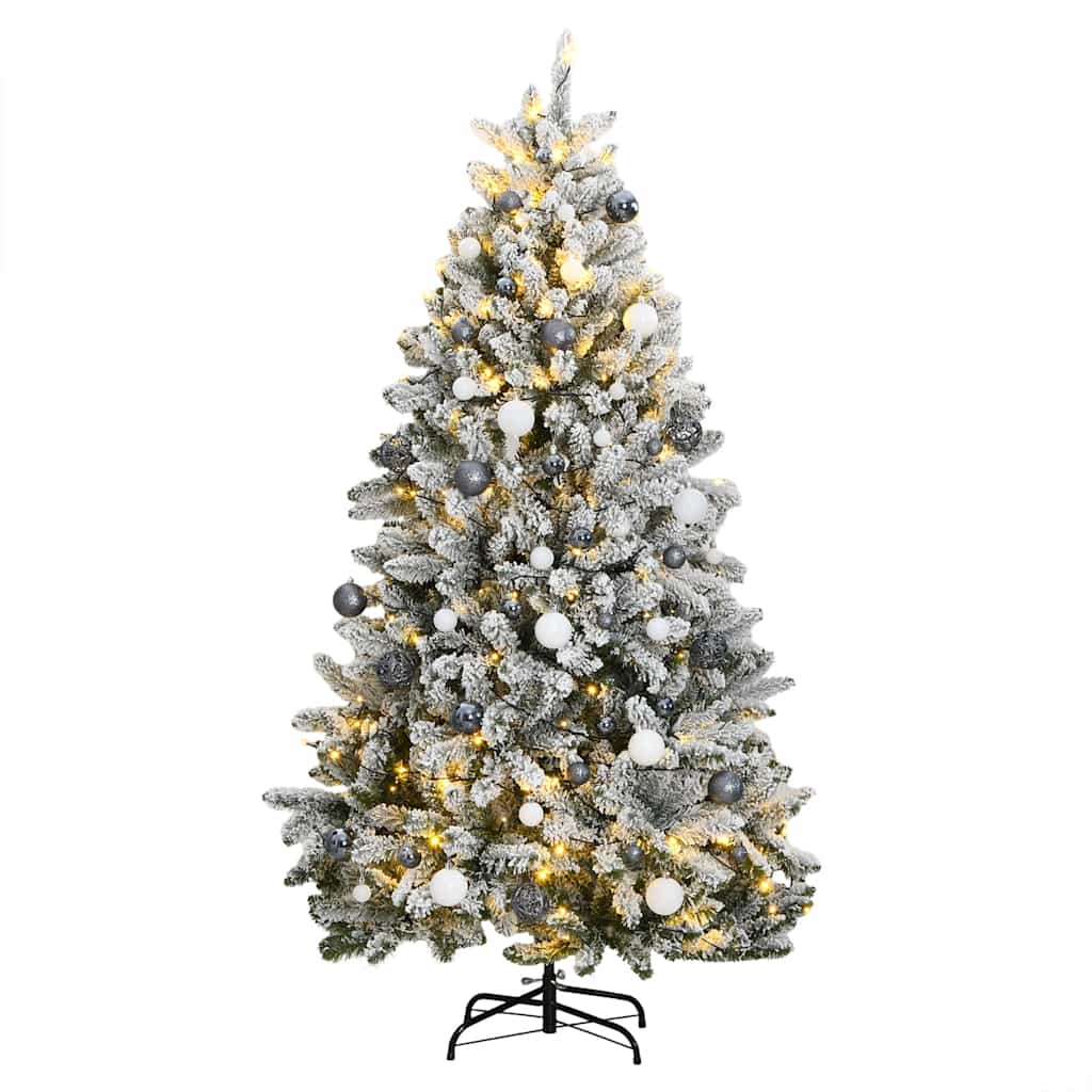 Plastgran med gångjärn 300 LEDs & kulor 210 cm