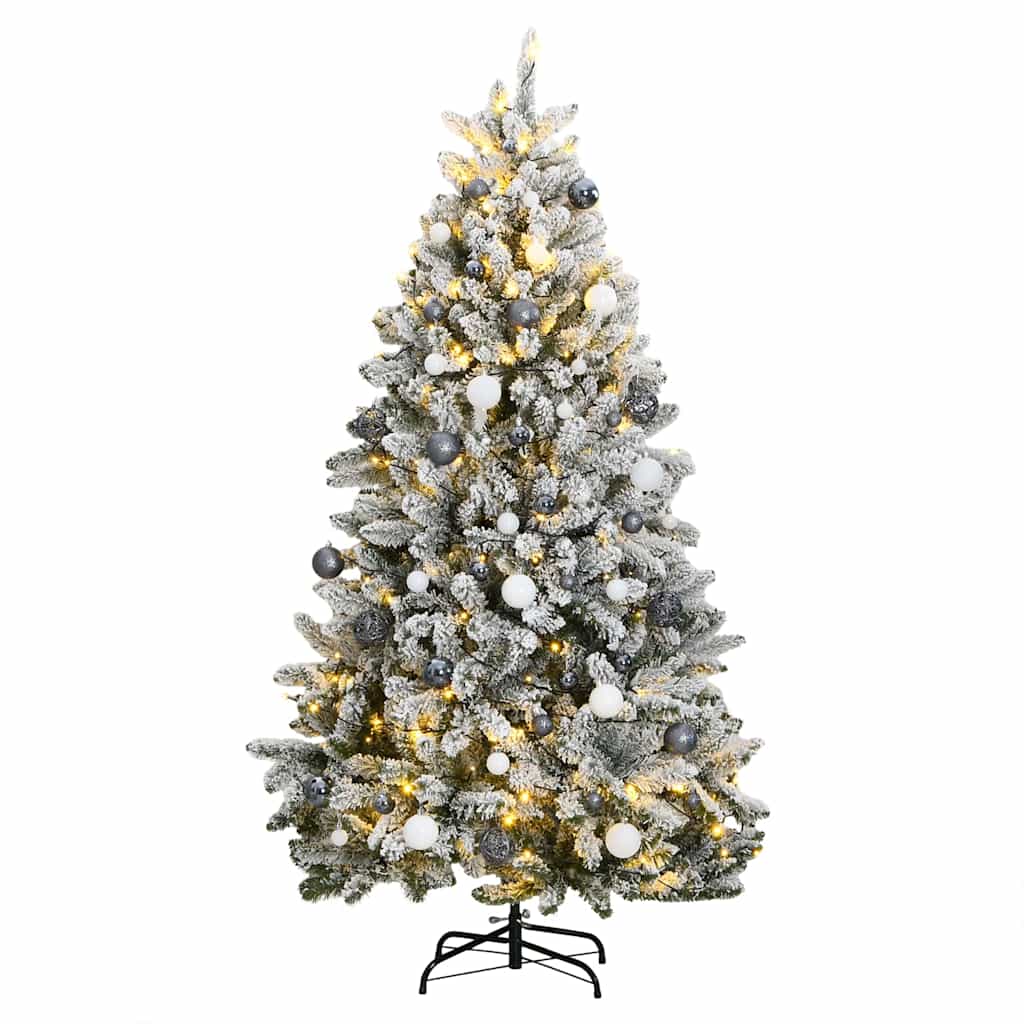Plastgran med gångjärn 300 LEDs & kulor 240 cm