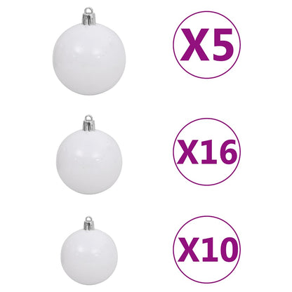 Plastgran med gångjärn 300 LEDs & kulor 270 cm