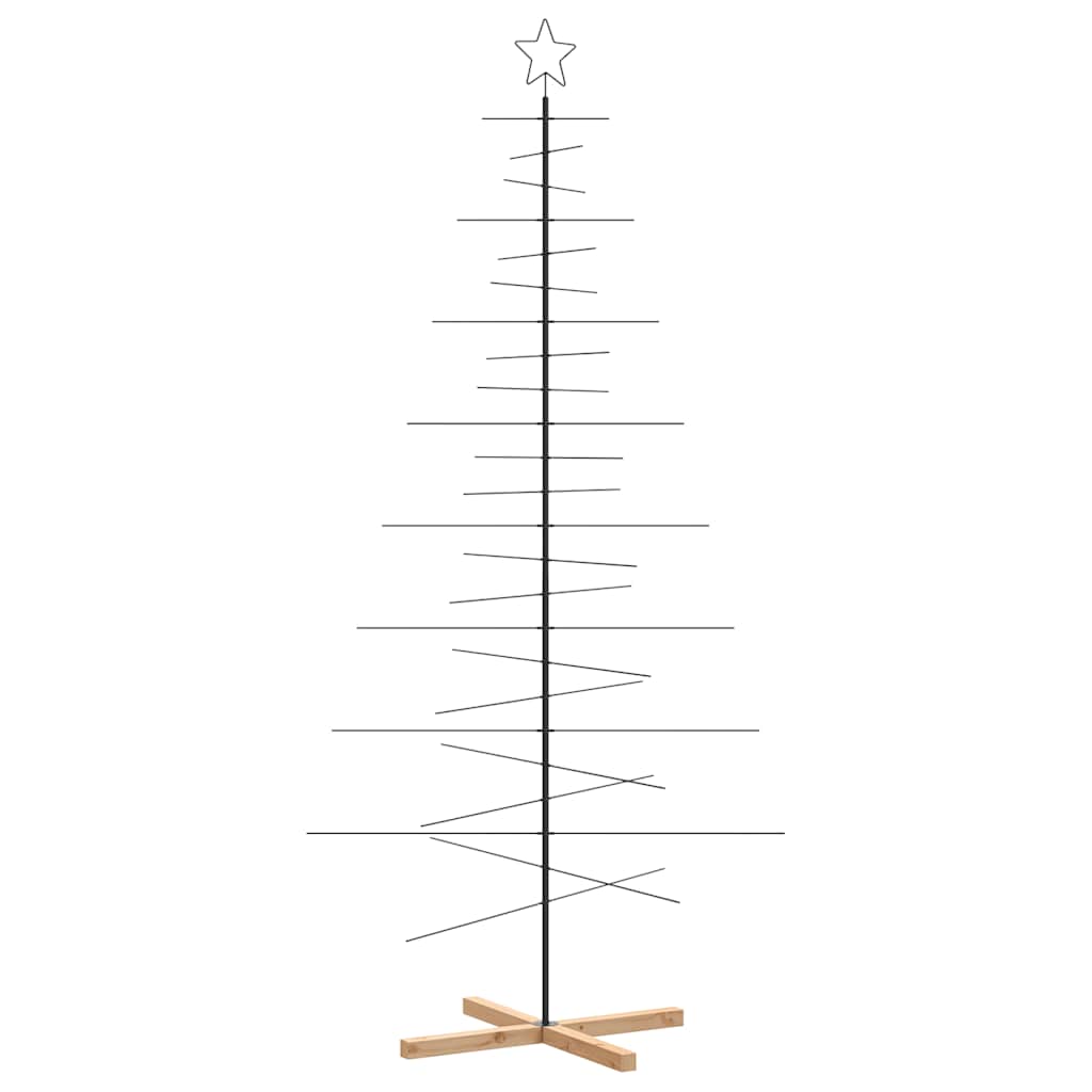 Julgran i metall med träbas svart 210 cm