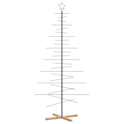 Julgran i metall med träbas svart 210 cm