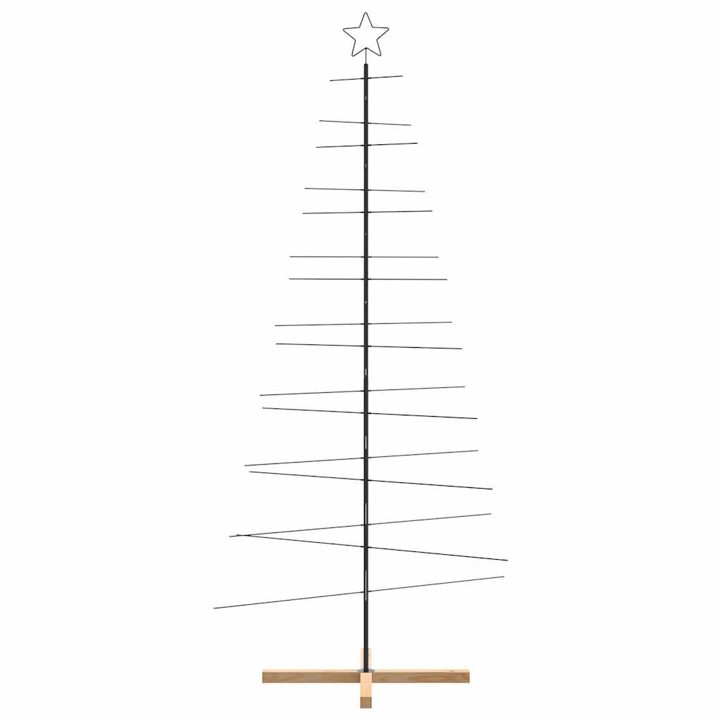 Julgran i metall med träbas svart 210 cm