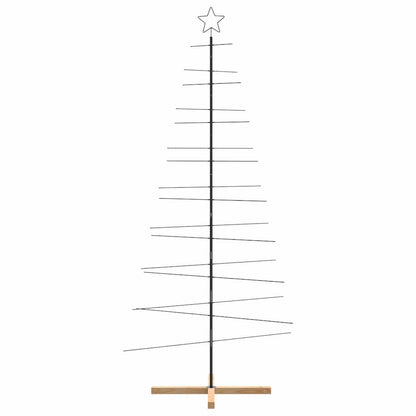 Julgran i metall med träbas svart 210 cm