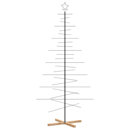Julgran i metall med träbas svart 210 cm