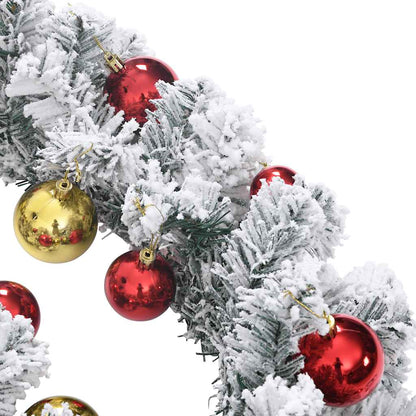 Julgirlang med julgranskulor och LED-lampor grön 5 m PVC