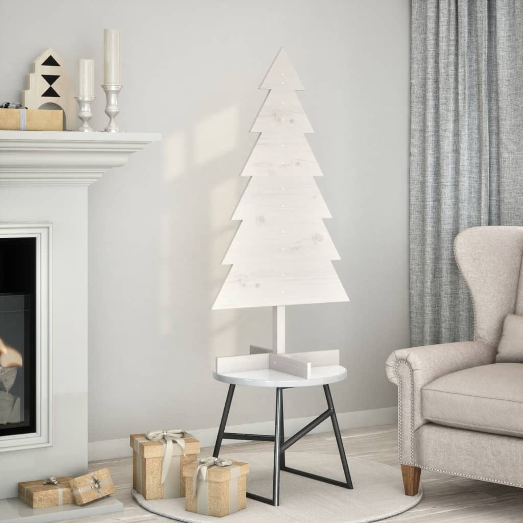 Julgran trä vit 120 cm massiv furu
