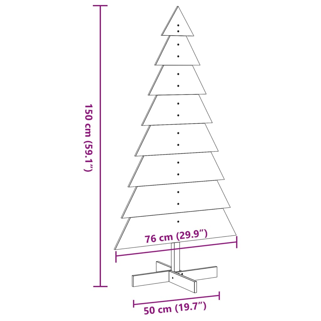 Julgran i trä 150 cm massiv furu