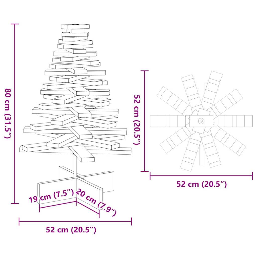 Julgran trä vaxbrun 80 cm massiv furu