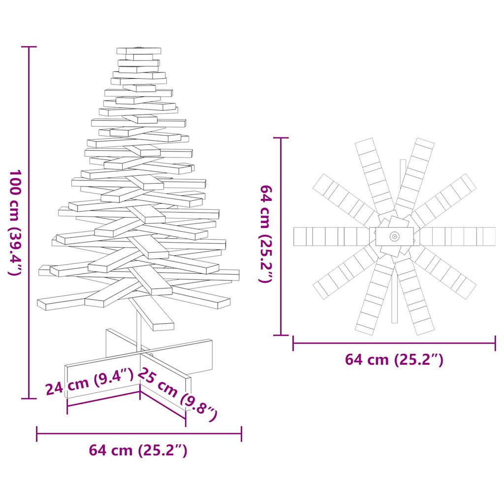 Julgran trä vaxbrun 100 cm massiv furu