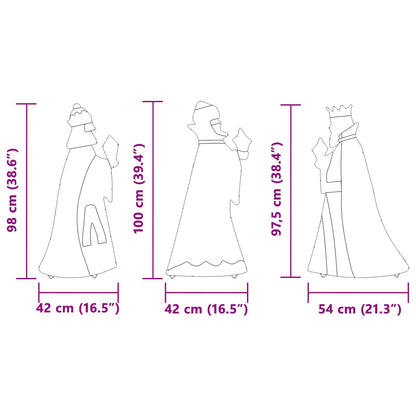 3 vise männens julbelysning 3 pcs Varmvit 105 cm tyg