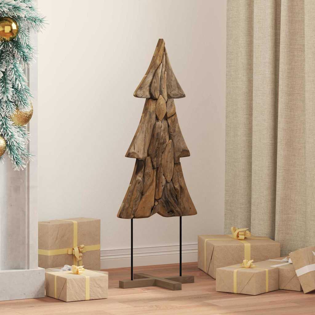 Julgran med stativ Brun 90 cm Massivt teakträ