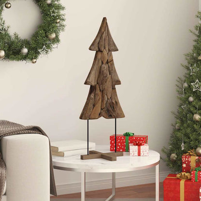 Julgran med stativ Brun 90 cm Massivt teakträ