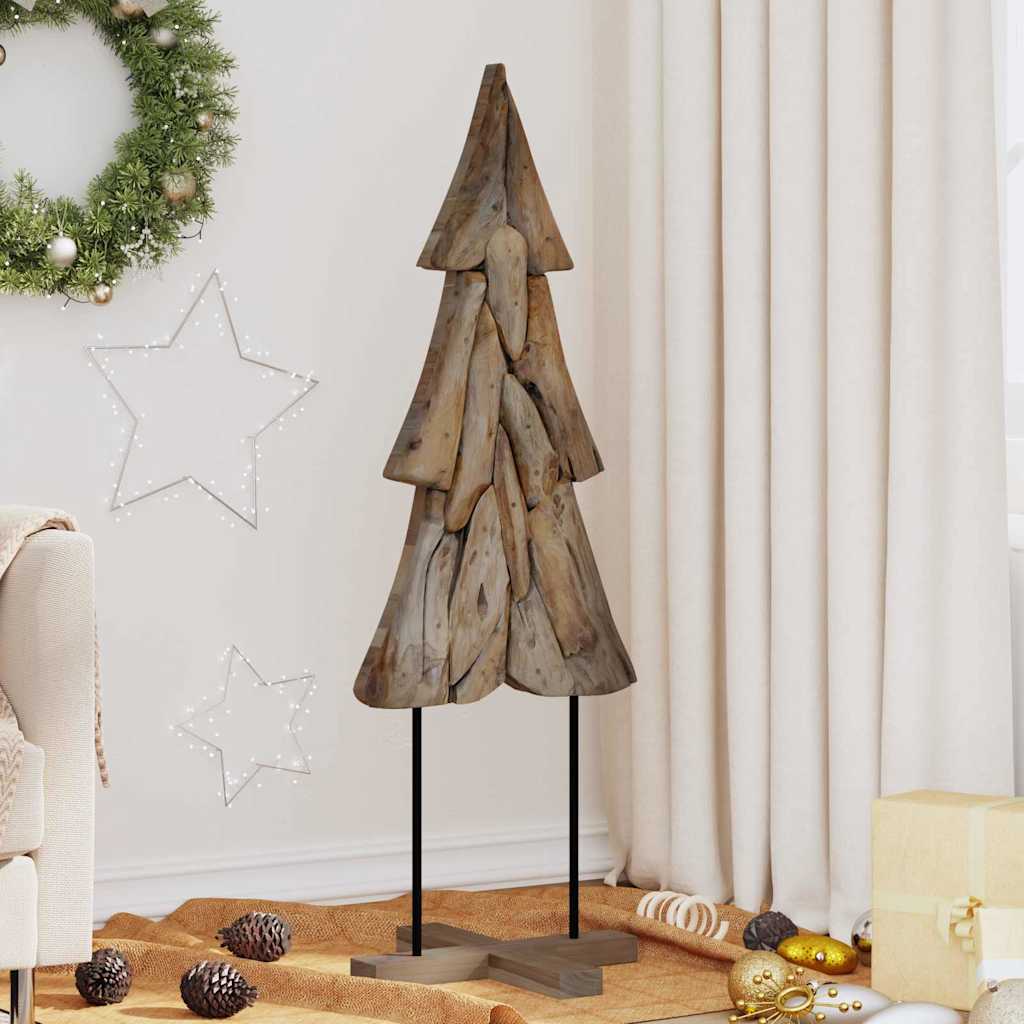 Julgran med stativ Brun 121 cm Massivt teakträ