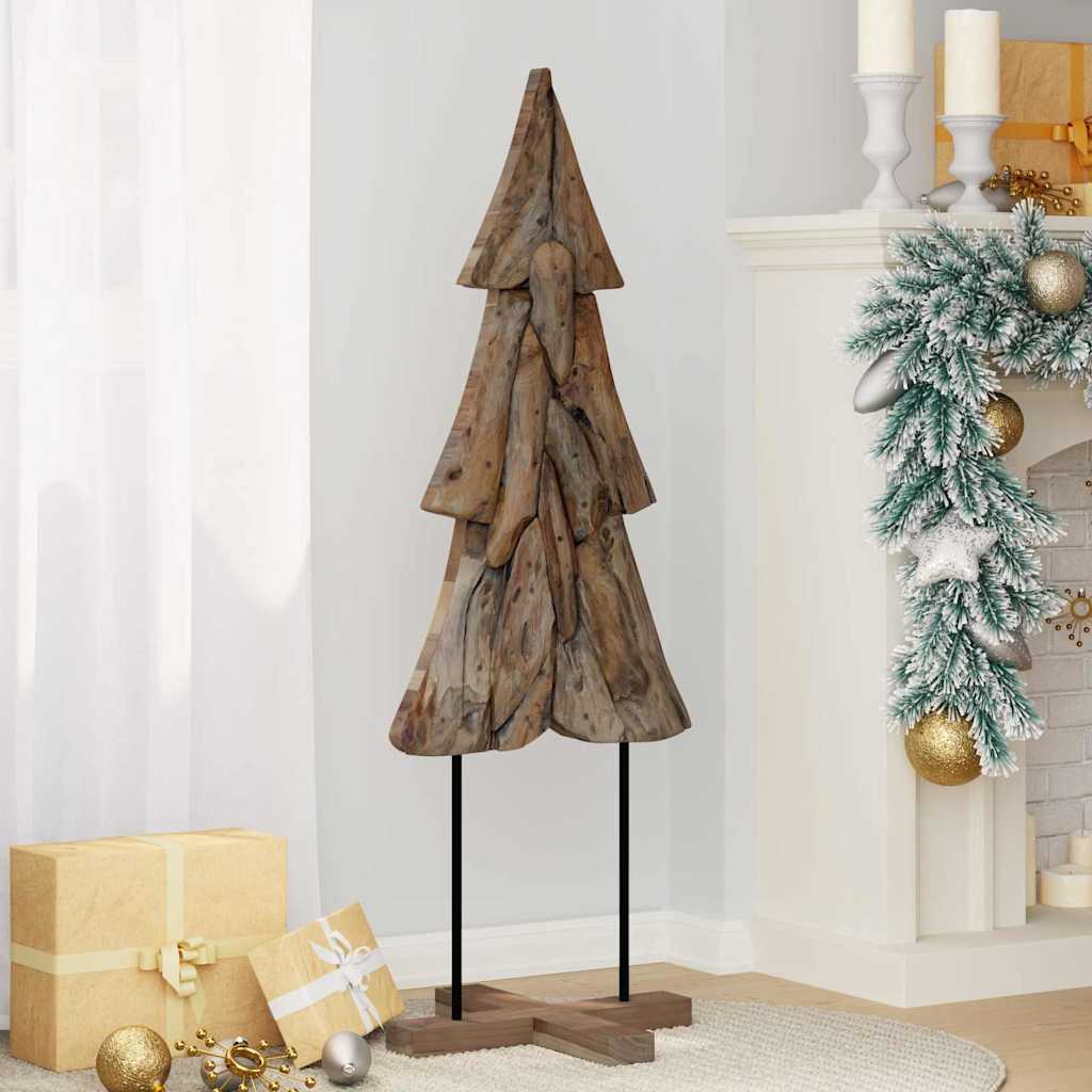 Julgran med stativ Brun 121 cm Massivt teakträ
