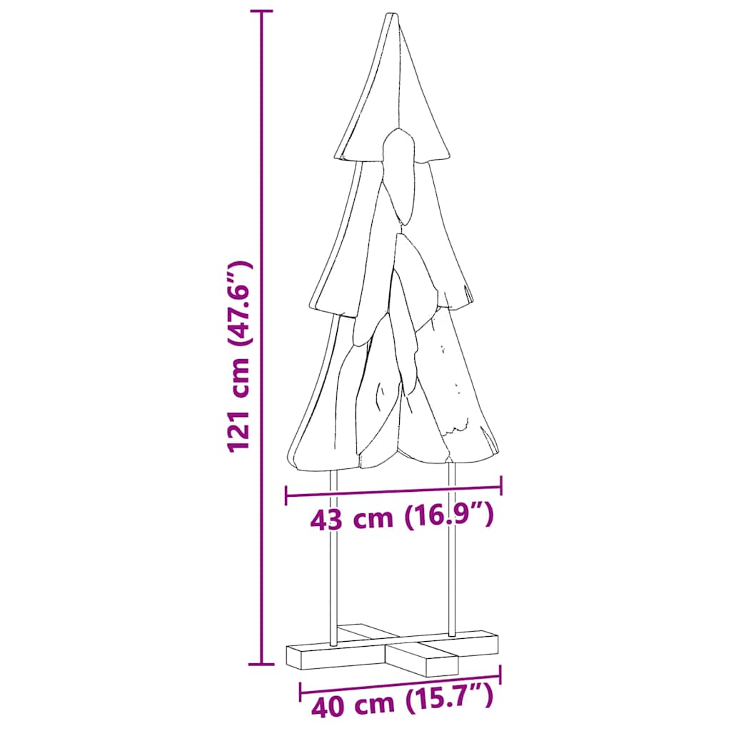 Julgran med stativ Brun 121 cm Massivt teakträ