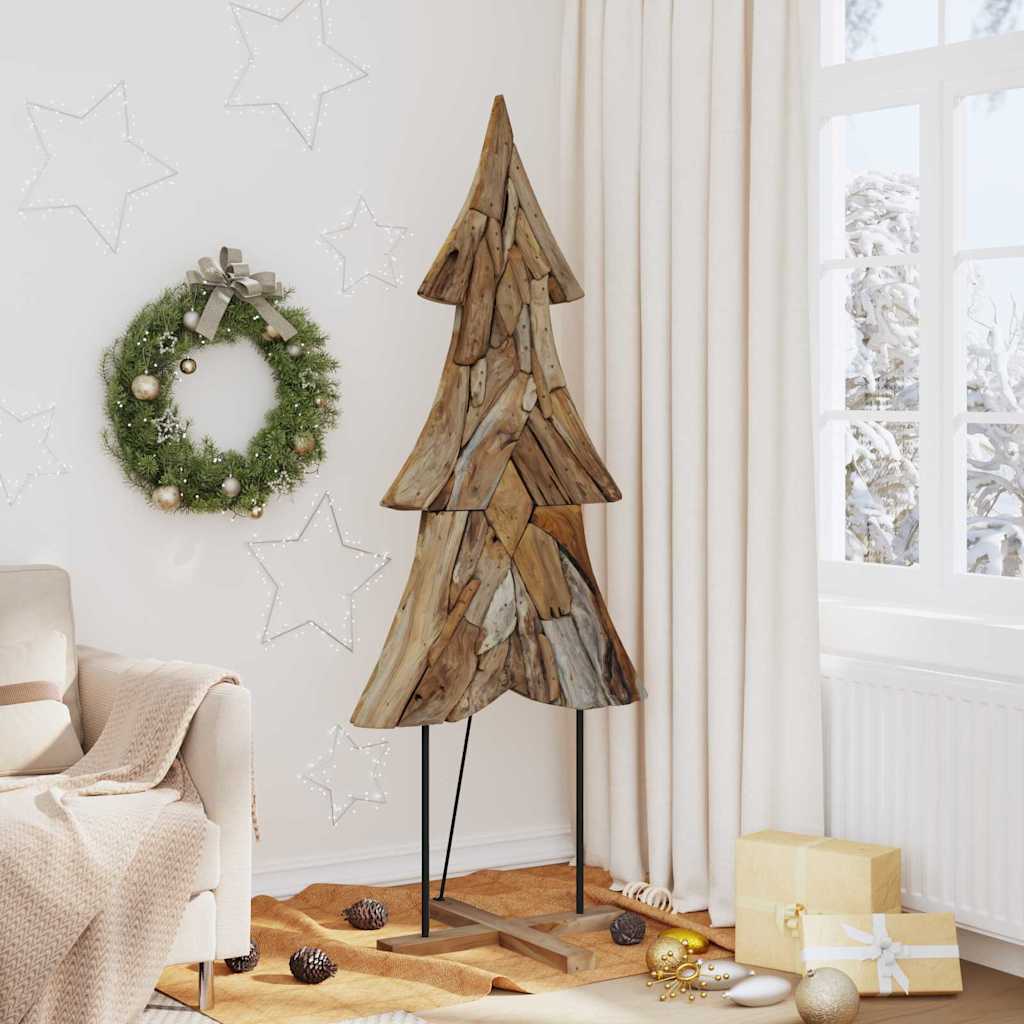 Julgran med stativ Brun 181,5 cm Massivt teakträ