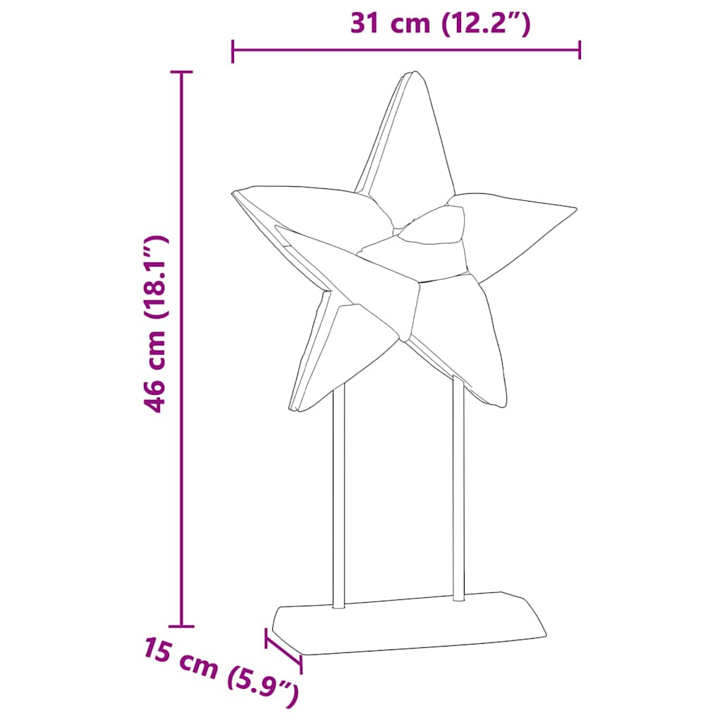 Julstjärna LED-lampor Brun 31 x 15 x 46 cm Massivt teakträ