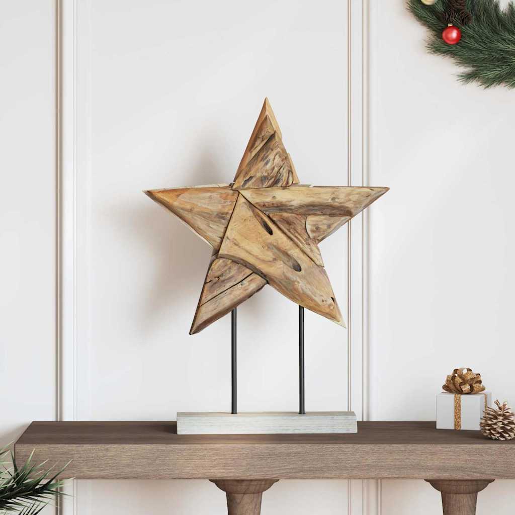 Julstjärna LED-lampor Brun 43,5 x 13,5 x 59 cm Massivt teakträ