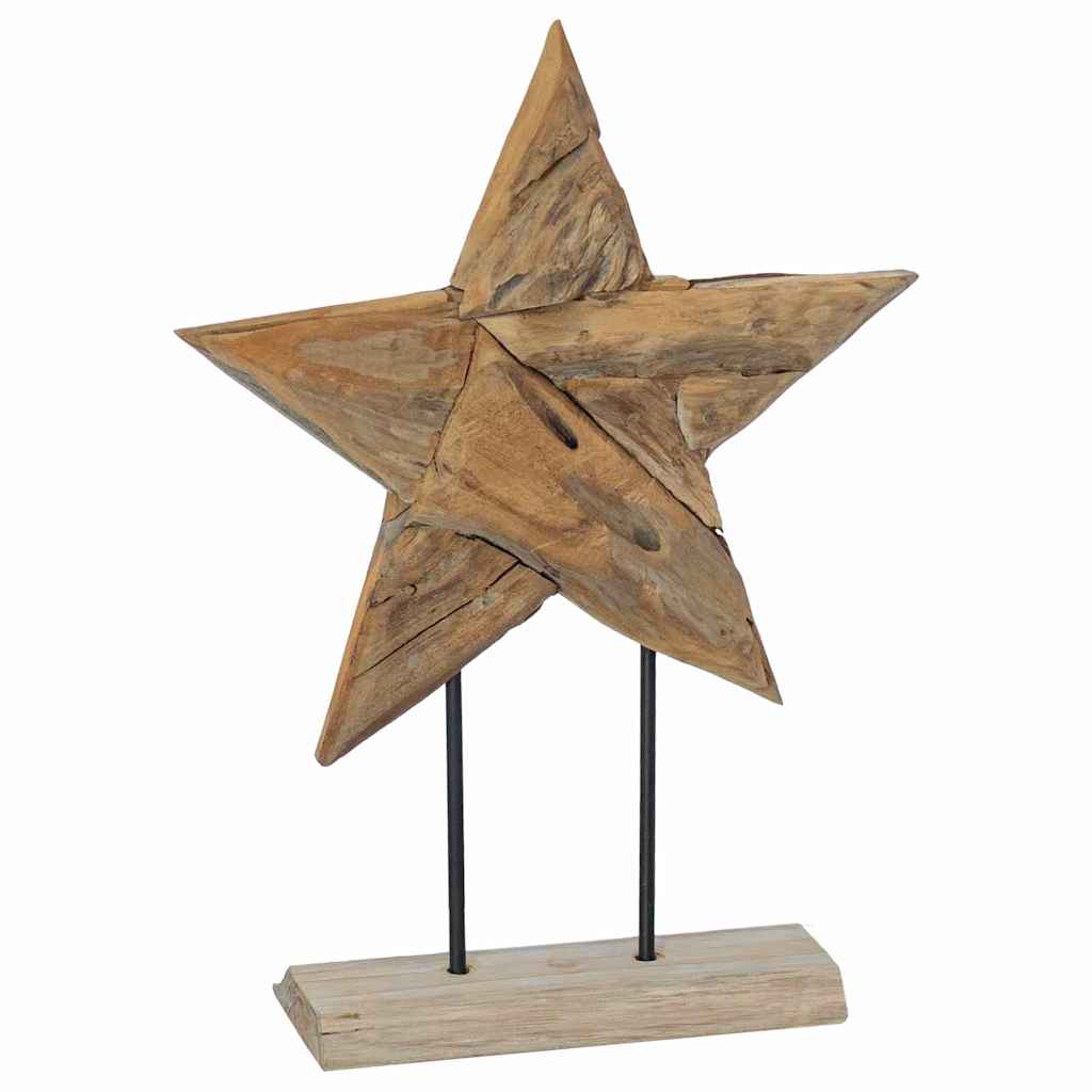 Julstjärna LED-lampor Brun 43,5 x 13,5 x 59 cm Massivt teakträ