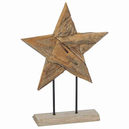 Julstjärna LED-lampor Brun 43,5 x 13,5 x 59 cm Massivt teakträ