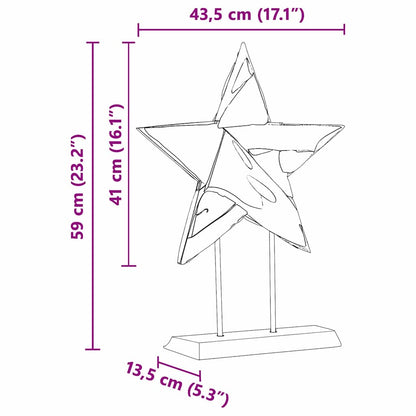 Julstjärna LED-lampor Brun 43,5 x 13,5 x 59 cm Massivt teakträ